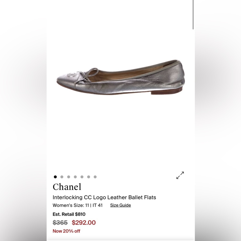 Chanel Metallic Leather Ballet Flats